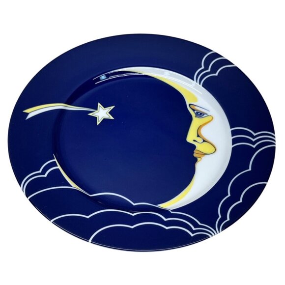 3 Fitz and Floyd Blue Stardust Moon Stars Salad Plates - Picture 3 of 6